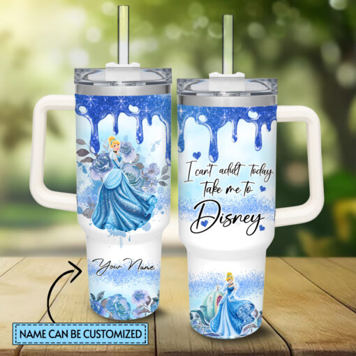 cinderella disney princess cartoon custom stanley quencher 40oz stainless steel tumbler with handle 3bopl