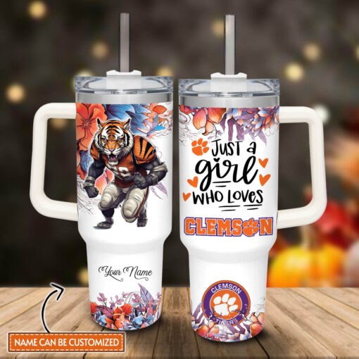 clemson tigers ncaa custom stanley quencher 40oz stainless steel tumbler with handle fypou