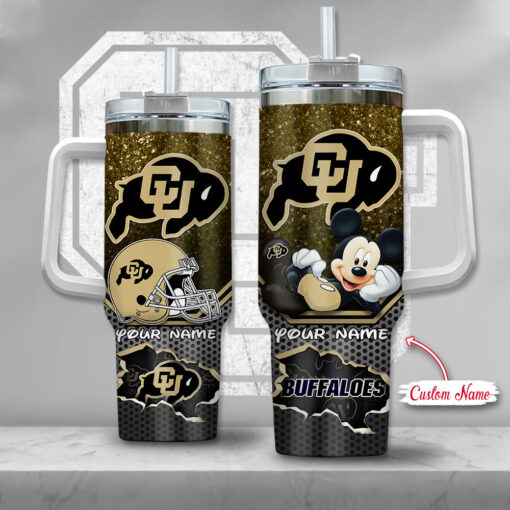 colorado buffaloes ncaa mickey mouse custom stanley quencher 40oz stainless steel tumbler with handle a6uvs