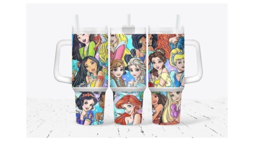 colorful princess disney cartoon custom stanley quencher 40oz stainless steel tumbler with handle vzqhm