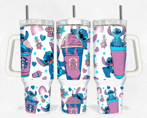 cute stitch disney cartoon custom stanley quencher 40oz stainless steel tumbler with handle j0gfc