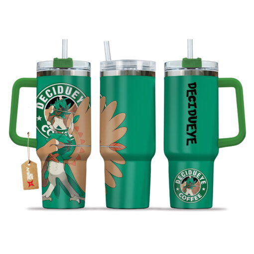 decidueye coffee pokemon anime custom stanley quencher 40oz stainless steel tumbler with handle rj5yt