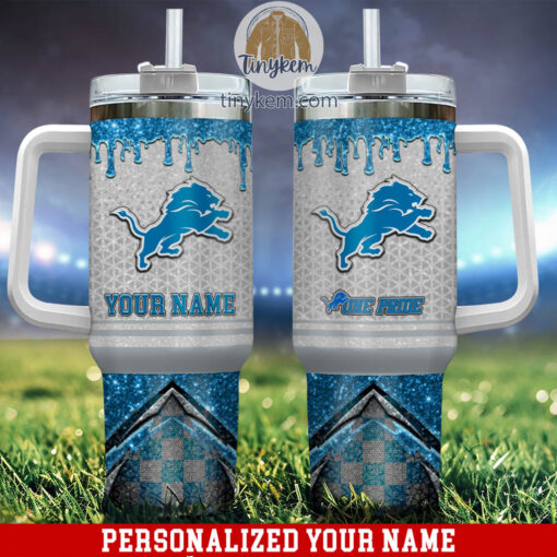 detroit lions glitter nfl custom stanley quencher 40oz stainless steel tumbler with handle 8z5it