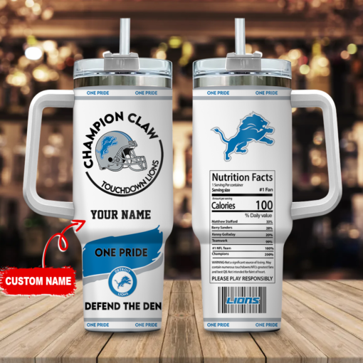 detroit lions nfl champion claw custom stanley quencher 40oz stainless steel tumbler with handle cuzh1