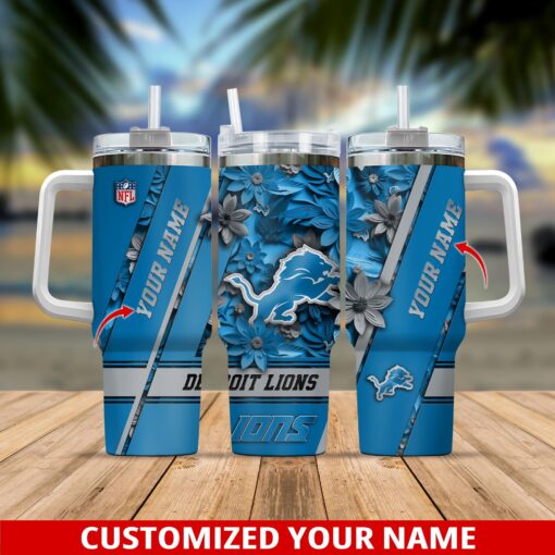 detroit lions nfl custom stanley quencher 40oz stainless steel tumbler with handle fzweu