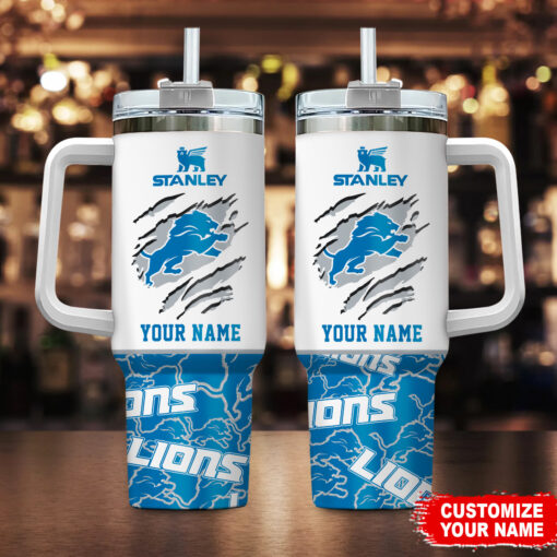 detroit lions nfl custom stanley quencher 40oz stainless steel tumbler with handle jpf3o