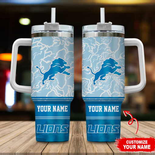 detroit lions nfl custom stanley quencher 40oz stainless steel tumbler with handle ntc5i