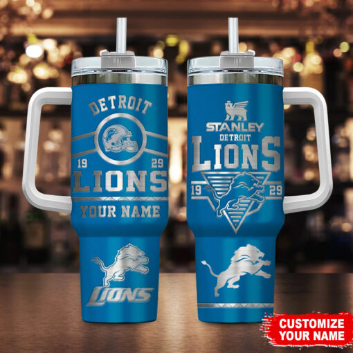 detroit lions nfl custom stanley quencher 40oz stainless steel tumbler with handle pykdp