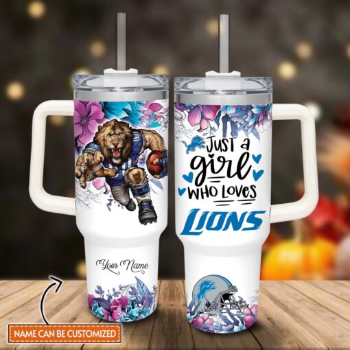 detroit lions nfl custom stanley quencher 40oz stainless steel tumbler with handle qwzzt