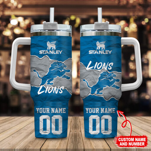 detroit lions nfl custom stanley quencher 40oz stainless steel tumbler with handle snaf7