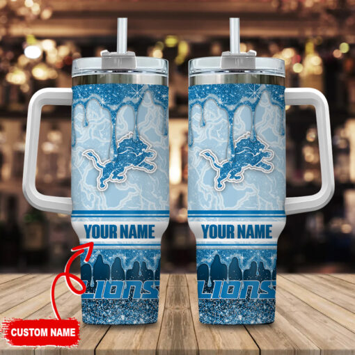 detroit lions nfl glitter custom stanley quencher 40oz stainless steel tumbler with handle eeazk