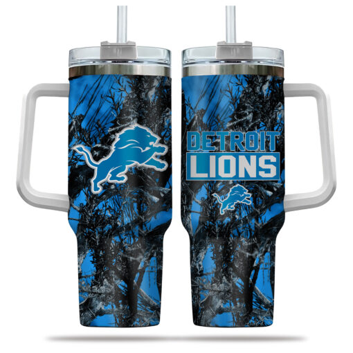 detroit lions nfl hunting custom stanley quencher 40oz stainless steel tumbler with handle dfo4t