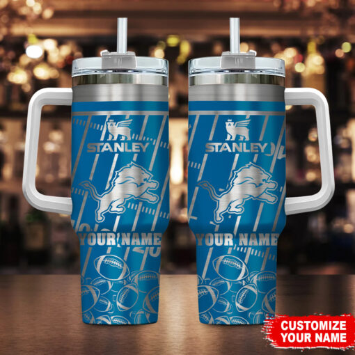 detroit lions nfl silver custom stanley quencher 40oz stainless steel tumbler with handle dscq9