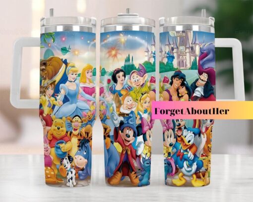 disney characters cartoon custom stanley quencher 40oz stainless steel tumbler with handle jdhua