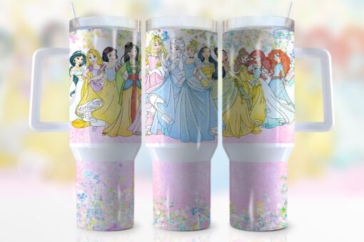 disney princesses cartoon custom stanley quencher 40oz stainless steel tumbler with handle 3rvus