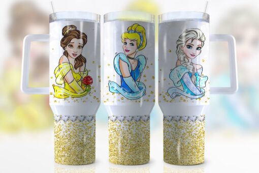 disney princesses cartoon custom stanley quencher 40oz stainless steel tumbler with handle egqc2