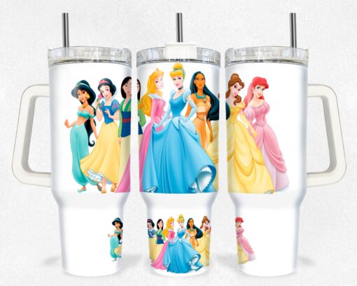 disney princesses cartoon custom stanley quencher 40oz stainless steel tumbler with handle mhzpc