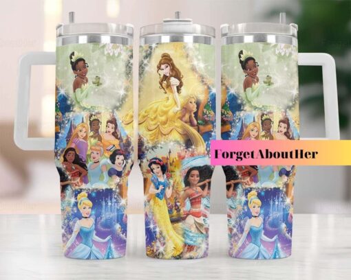 disney princesses cartoon custom stanley quencher 40oz stainless steel tumbler with handle ouhtd