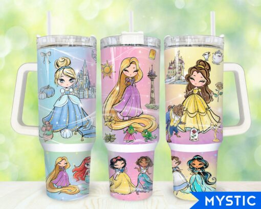 disney princesses cartoon custom stanley quencher 40oz stainless steel tumbler with handle pqnaq