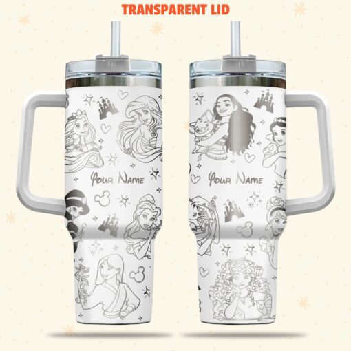 disney princesses cartoon custom stanley quencher 40oz stainless steel tumbler with handle ukbyq