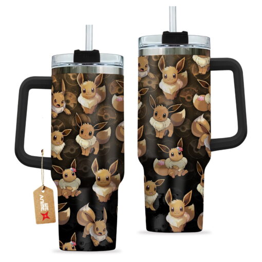 eevee pokemon anime custom stanley quencher 40oz stainless steel tumbler with handle qjl5r