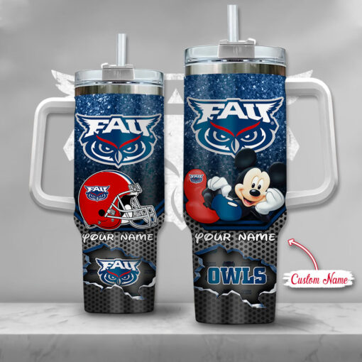 florida atlantic owls ncaa mickey mouse custom stanley quencher 40oz stainless steel tumbler with handle edify