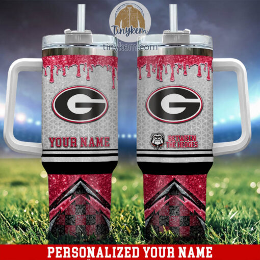 georgia bulldogs glitter ncaa custom stanley quencher 40oz stainless steel tumbler with handle i67z0