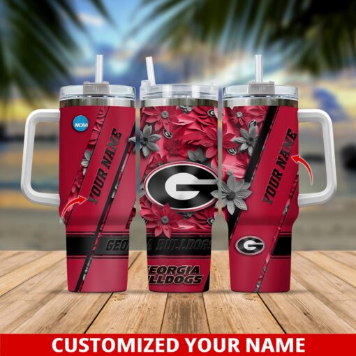 georgia bulldogs ncaa custom stanley quencher 40oz stainless steel tumbler with handle 5jw9i