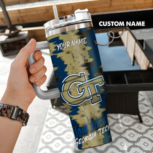 georgia tech yellow jackets ncaa custom stanley quencher 40oz stainless steel tumbler with handle nqtel