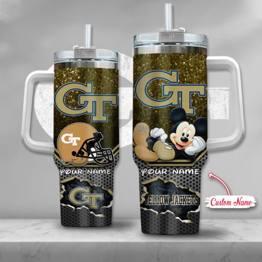 georgia tech yellow jackets ncaa mickey mouse custom stanley quencher 40oz stainless steel tumbler with handle 7admo