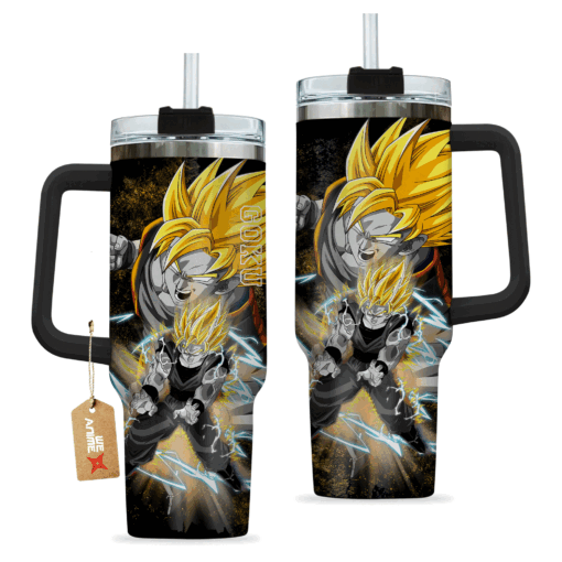 goku super saiyan dragon ball anime custom stanley quencher 40oz stainless steel tumbler with handle 4ojke