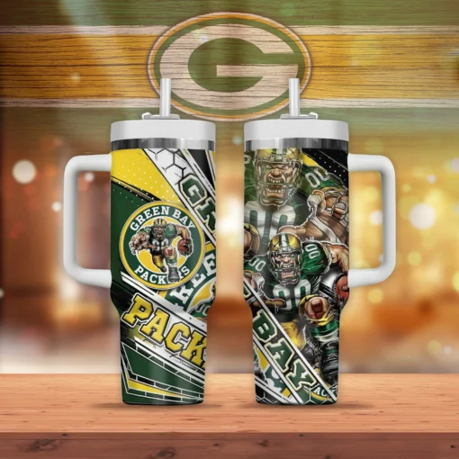 green bay packers mascot nfl custom stanley quencher 40oz stainless steel tumbler with handle bohwd