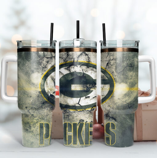 green bay packers nfl custom stanley quencher 40oz stainless steel tumbler with handle 2cuw7