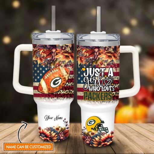 green bay packers nfl custom stanley quencher 40oz stainless steel tumbler with handle gqoho