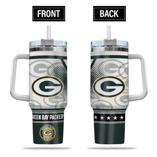 green bay packers nfl custom stanley quencher 40oz stainless steel tumbler with handle lo1aw