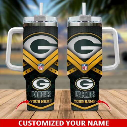 green bay packers nfl custom stanley quencher 40oz stainless steel tumbler with handle uf1mb