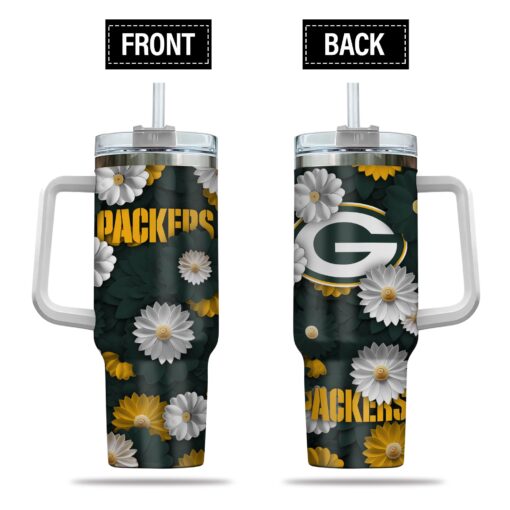 green bay packers nfl flowers custom stanley quencher 40oz stainless steel tumbler with handle rqicj