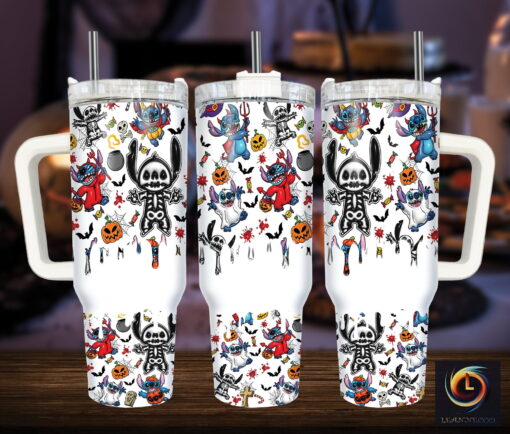 halloween stitch disney cartoon custom stanley quencher 40oz stainless steel tumbler with handle cmbpv