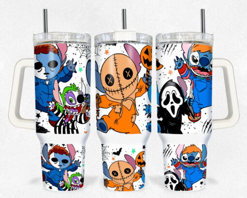 halloween stitch disney cartoon custom stanley quencher 40oz stainless steel tumbler with handle ctfny