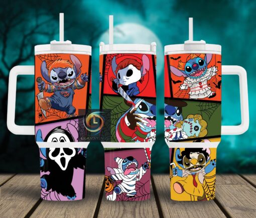 halloween stitch disney cartoon custom stanley quencher 40oz stainless steel tumbler with handle yejpf