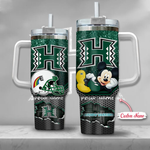 hawaii rainbow warriors ncaa mickey mouse custom stanley quencher 40oz stainless steel tumbler with handle