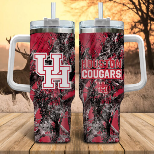 houston cougars ncaa hunting custom stanley quencher 40oz stainless steel tumbler with handle