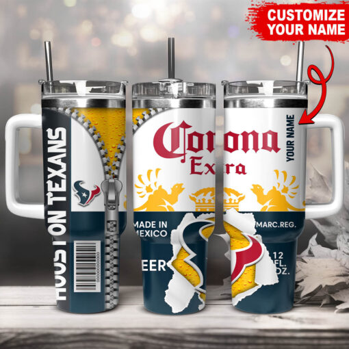 houston texans nfl corona extra custom stanley quencher 40oz stainless steel tumbler with handle mjjz7