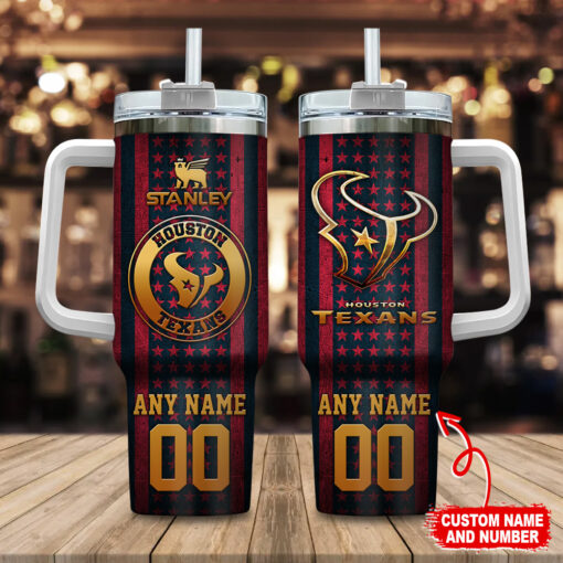 houston texans nfl golden logos us flag custom stanley quencher 40oz stainless steel tumbler with handle qohpw