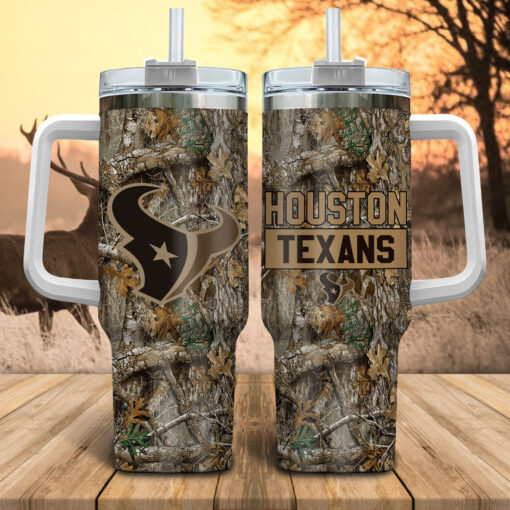 houston texans nfl hunting custom stanley quencher 40oz stainless steel tumbler with handle emnry