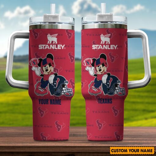 houston texans nfl mickey mouse custom stanley quencher 40oz stainless steel tumbler with handle