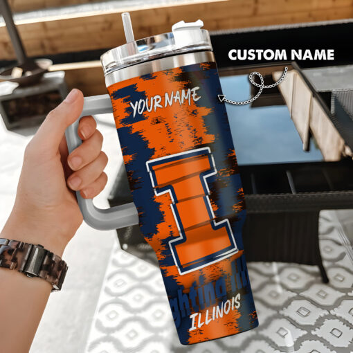 illinois fighting illini ncaa custom stanley quencher 40oz stainless steel tumbler with handle nayak