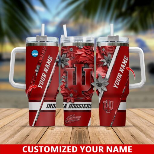 indiana hoosiers ncaa custom stanley quencher 40oz stainless steel tumbler with handle binhf