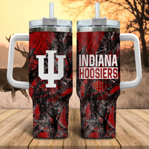 indiana hoosiers ncaa hunting custom stanley quencher 40oz stainless steel tumbler with handle f3cnc