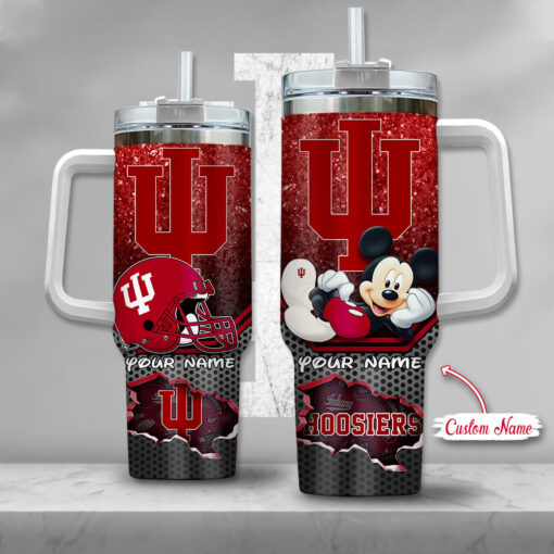 indiana hoosiers ncaa mickey mouse custom stanley quencher 40oz stainless steel tumbler with handle esyip